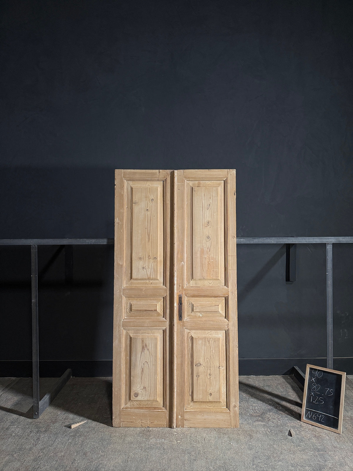 Antique 3 Panel Solid Double Doors - 40x82.75 - N642