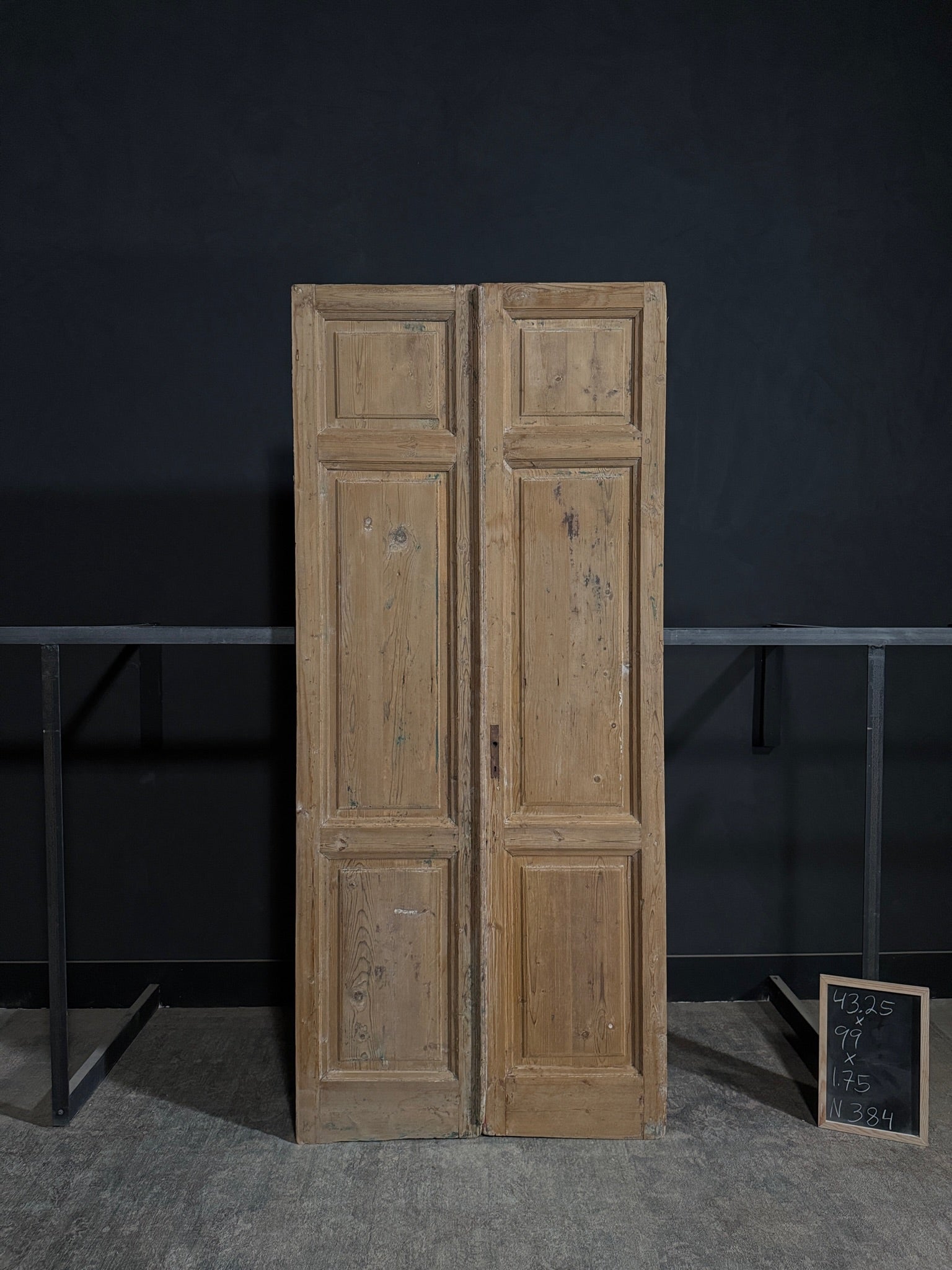 Antique 3 Panel Solid Double Doors - 43.25x99 - N384