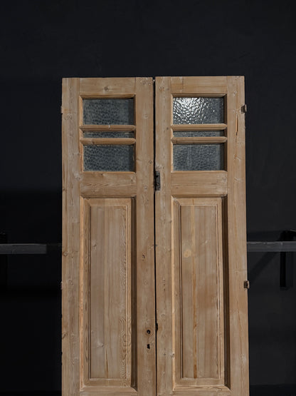 Antique Obscured Glass 2 Lite French Doors - 39x96 - N05