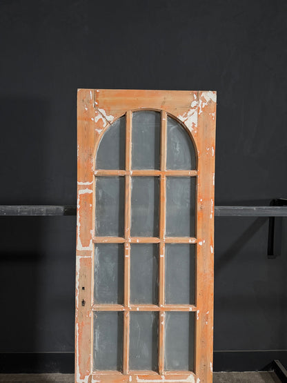 Antique Glass 12 Lite Arched Single Door - 28.5x84 - N80