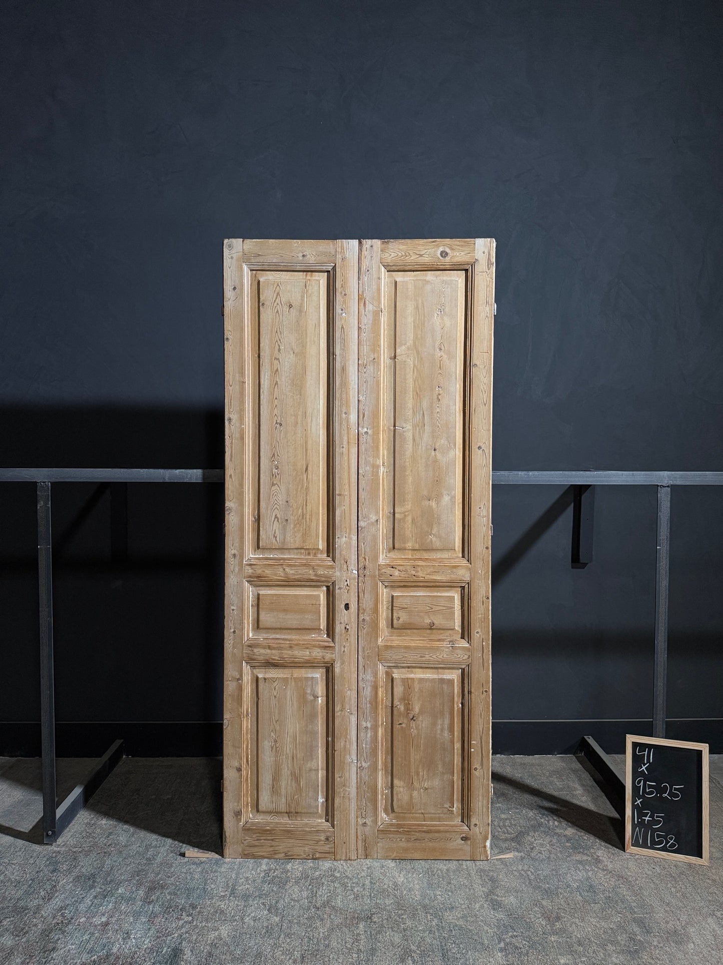 Antique 3 Panel Solid Double Doors - 41x95.25 - N158