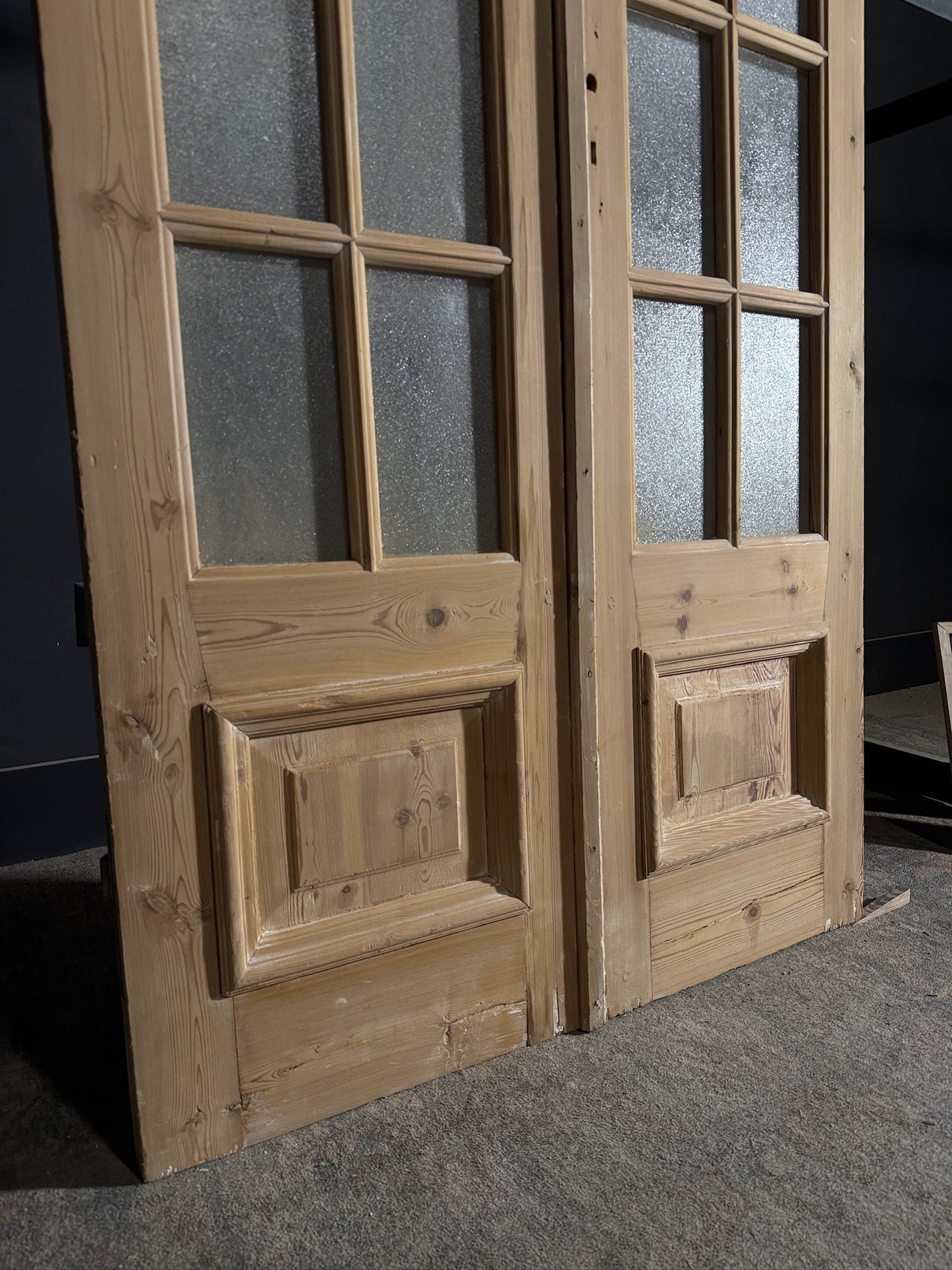 Antique Obscured Glass French Doors - 44.25x95.5 - N471