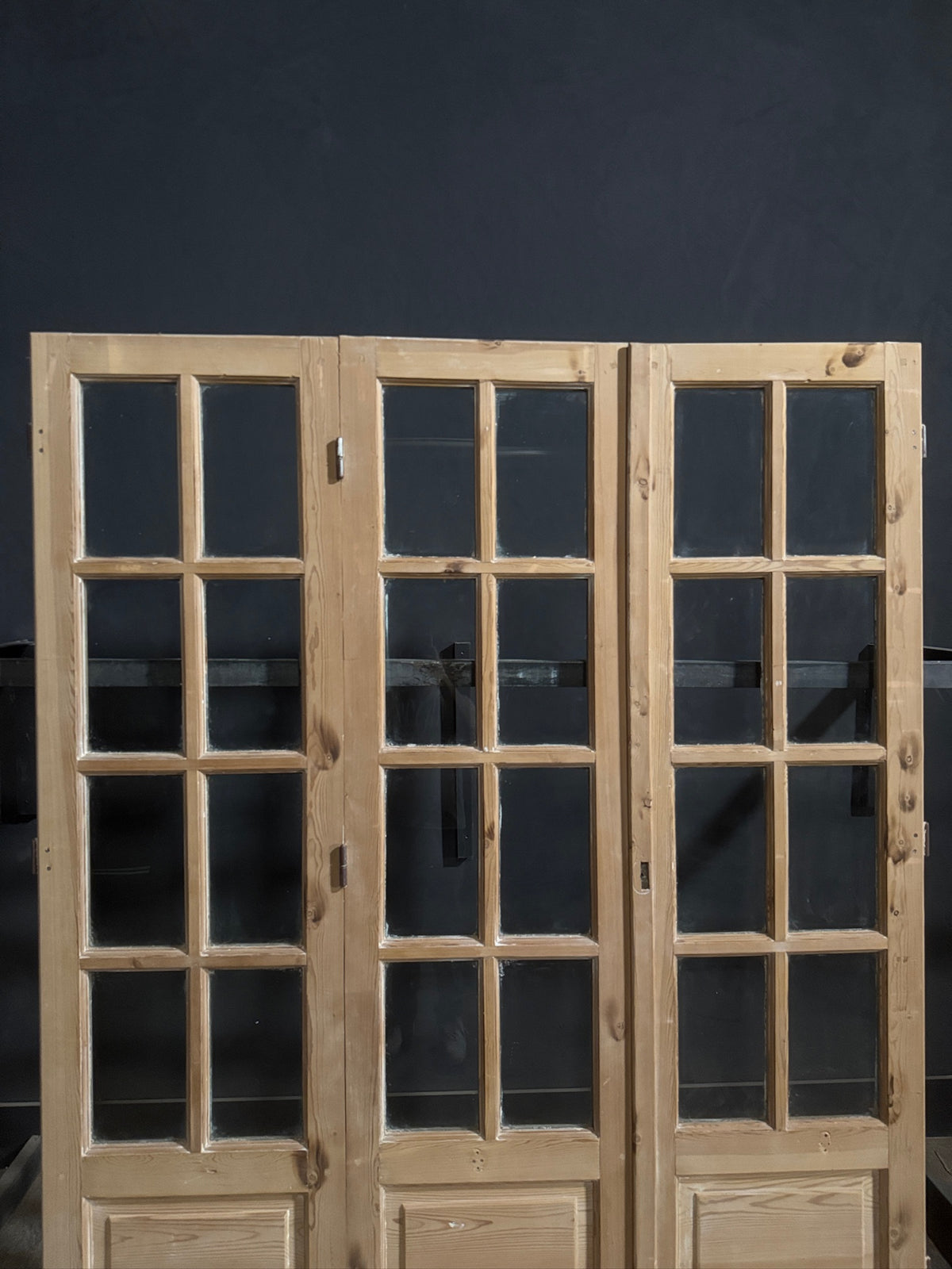 Antique Clear Glass Raised Panel Tri-Fold Doors - 64.5x84 - N778