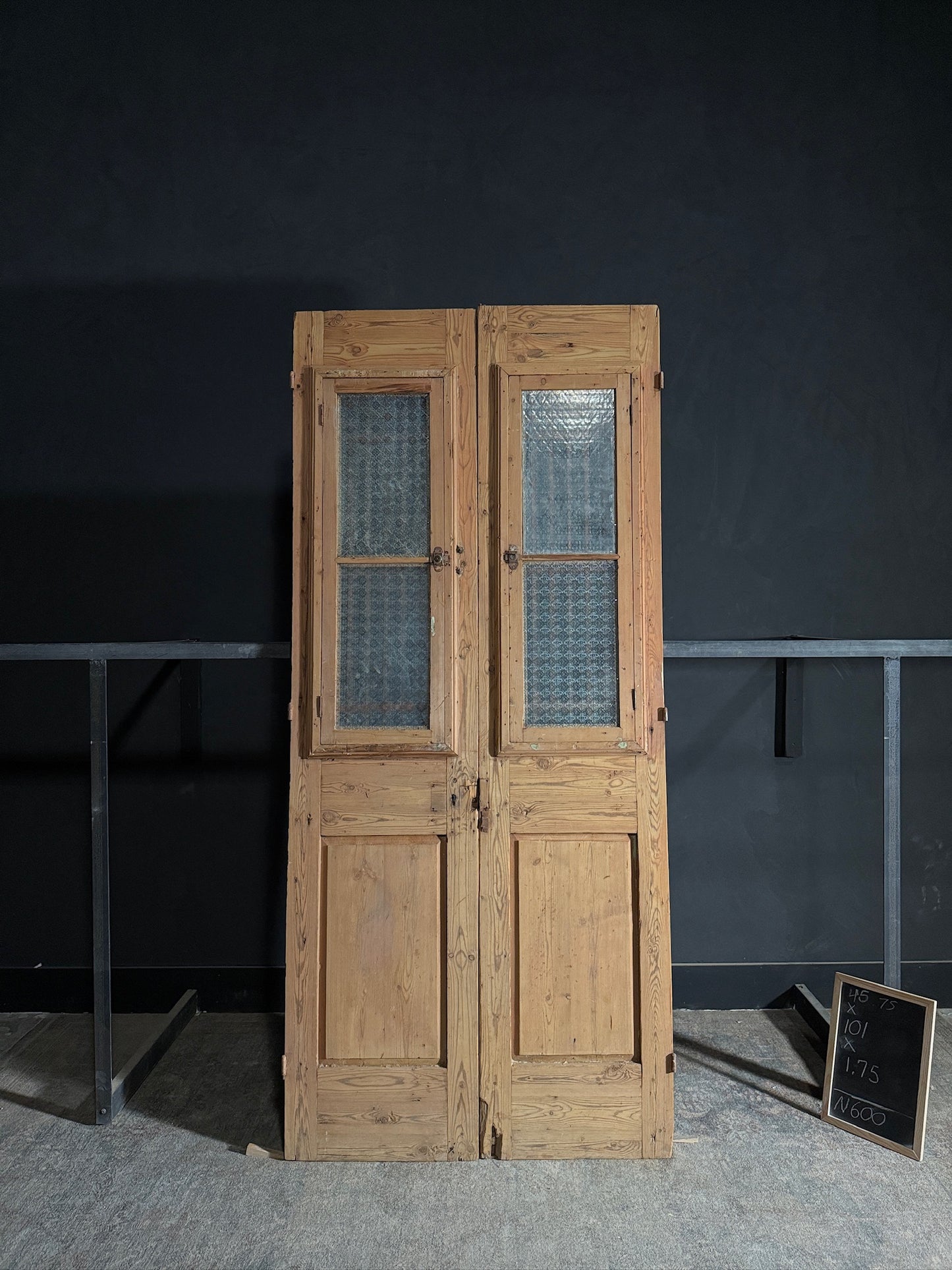 Antique Carved Iron French Doors - 46.75x101 - N600