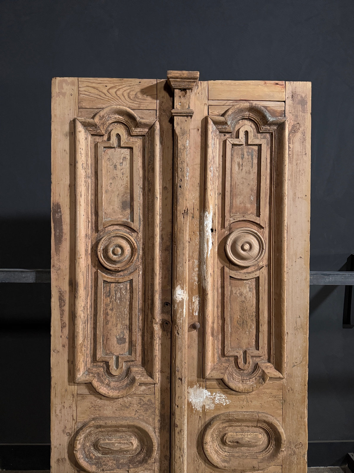 Antique Carved 3 Panel Double Doors - 41.5x90.5 - N707
