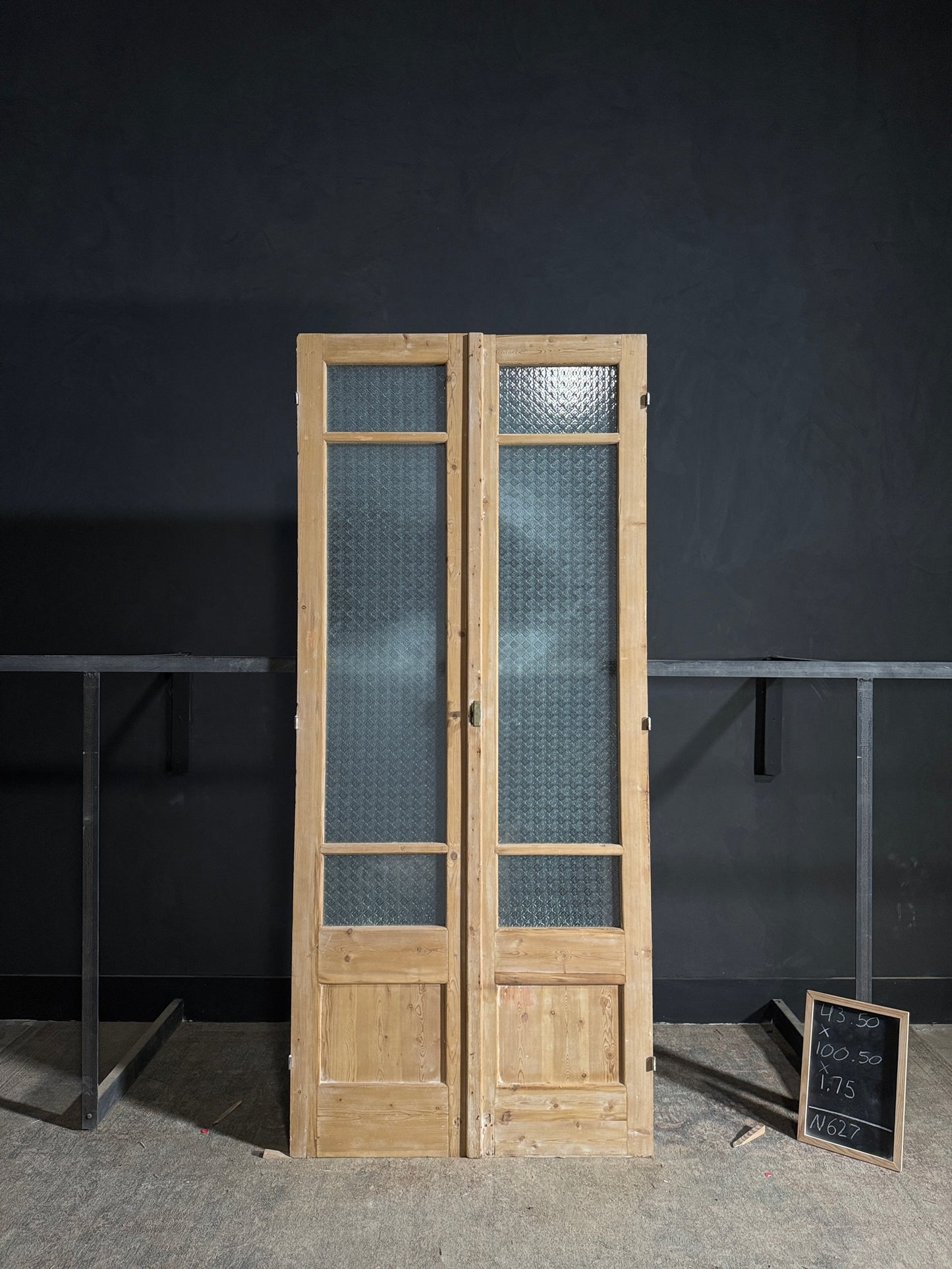 Antique Obscured Glass 2 Lite French Doors - 43.5x100.5 - N627