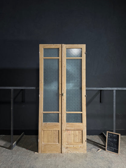 Antique Obscured Glass 2 Lite French Doors - 43.5x100.5 - N627