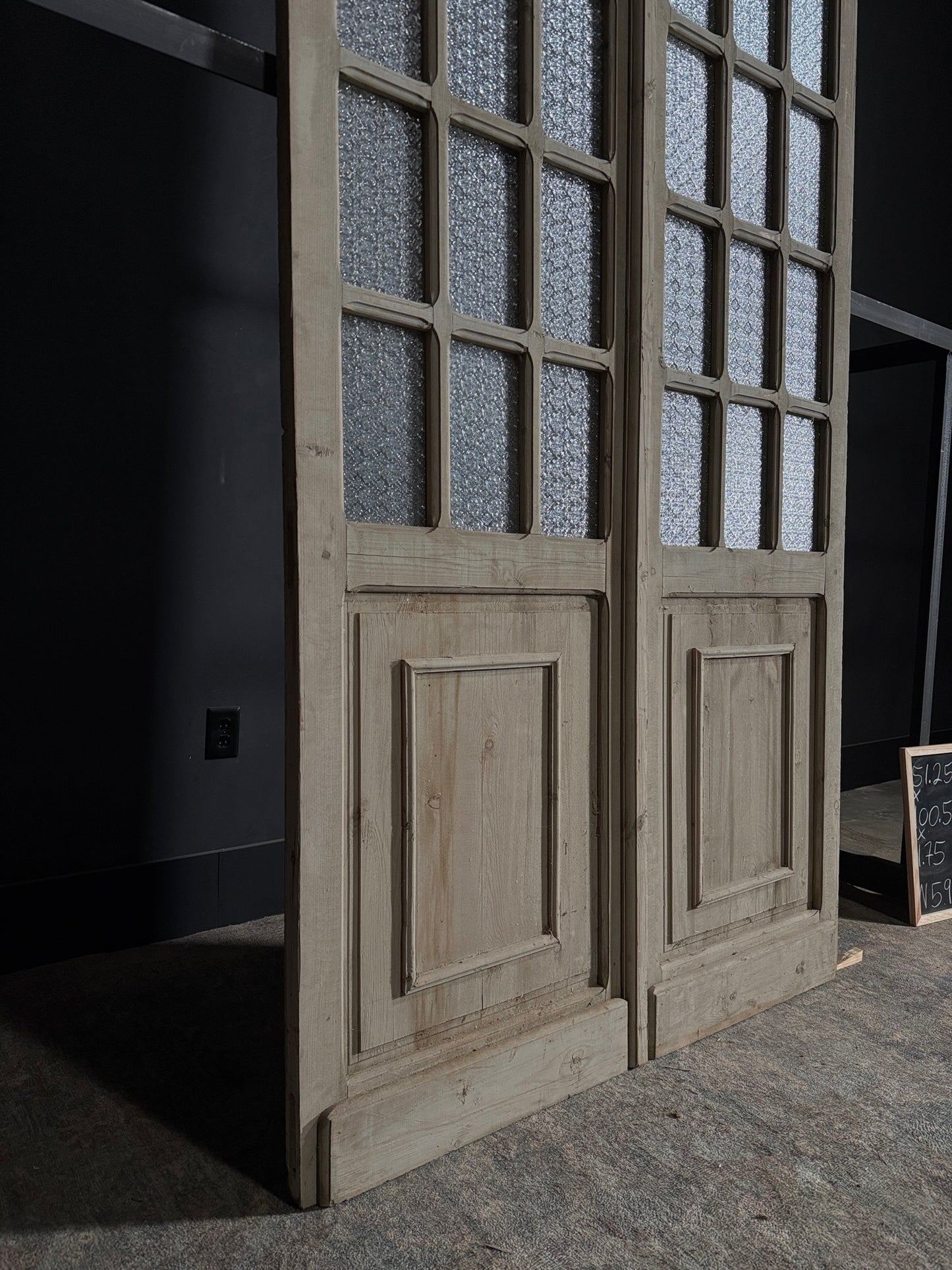 Antique Obscured Glass 7 Lite French Doors - 51.25x100.5 - N59