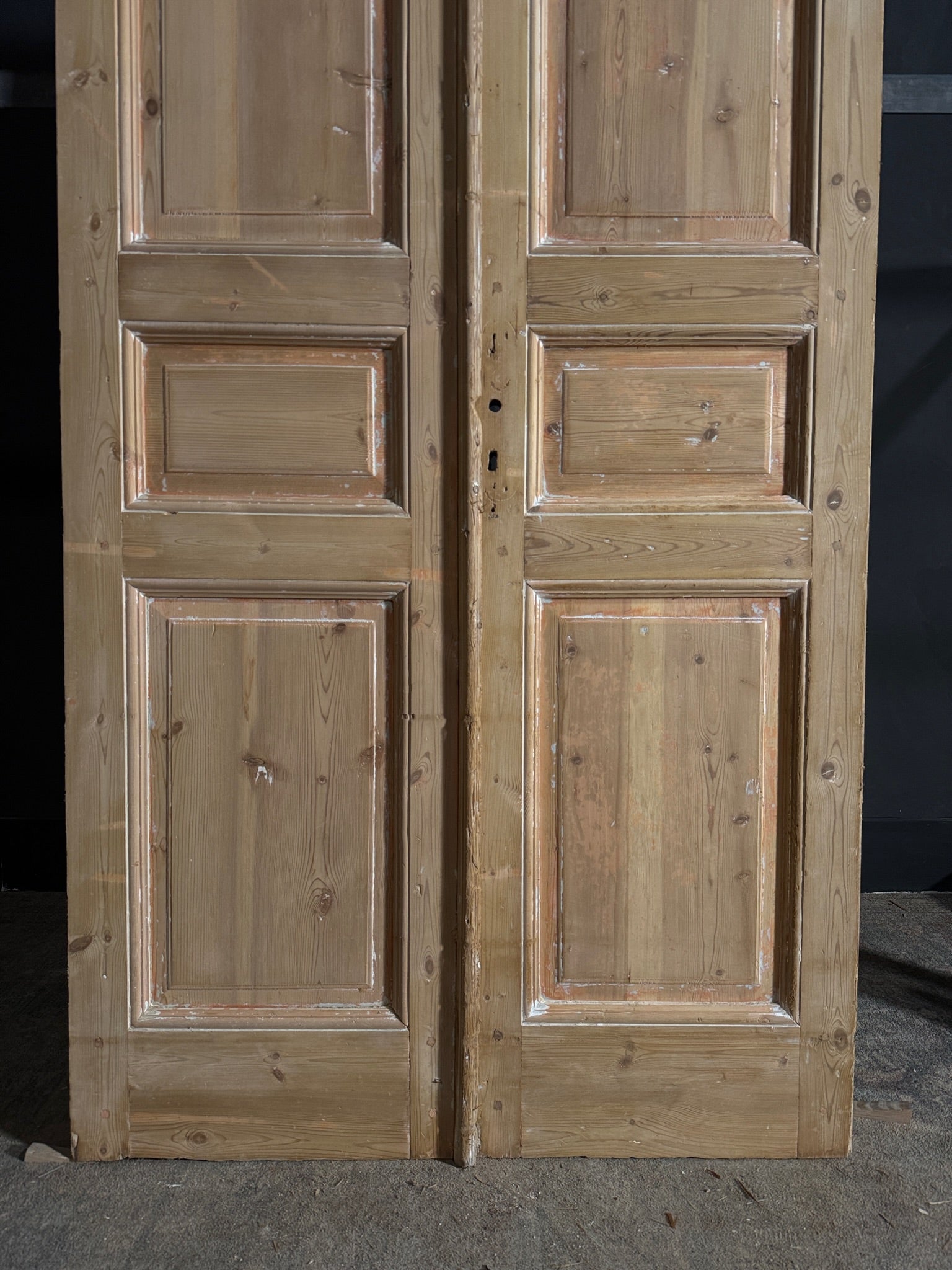 Antique 3 Panel Solid Double Doors - 43.5x97.25 - N629