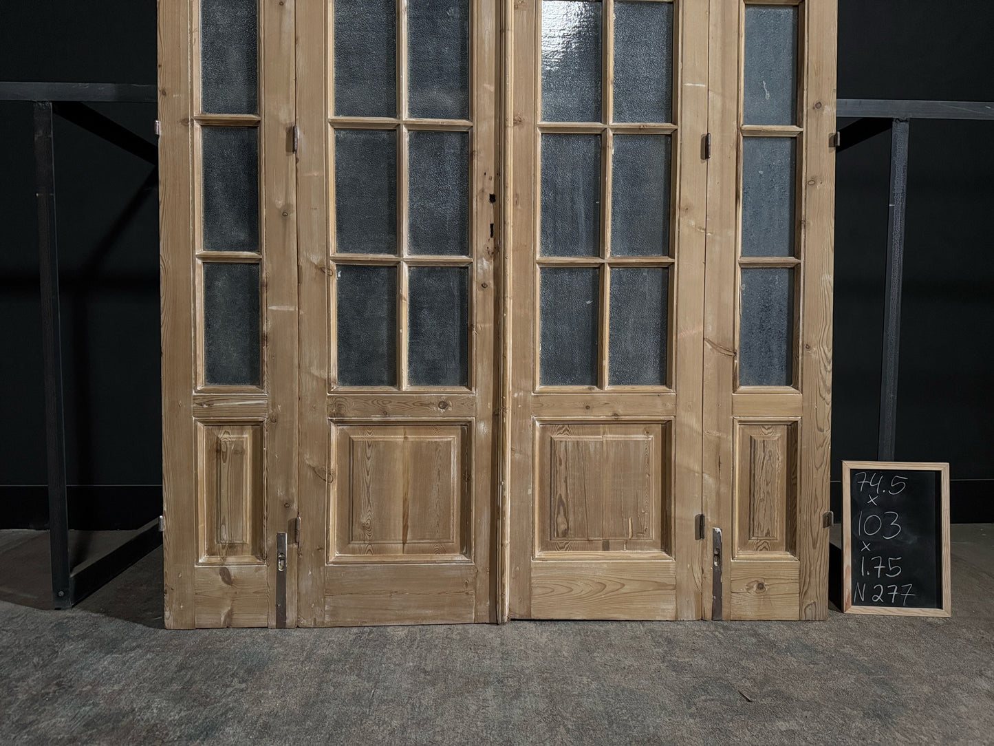 Antique Obscured Glass French Doors - 74.5x103 - N277