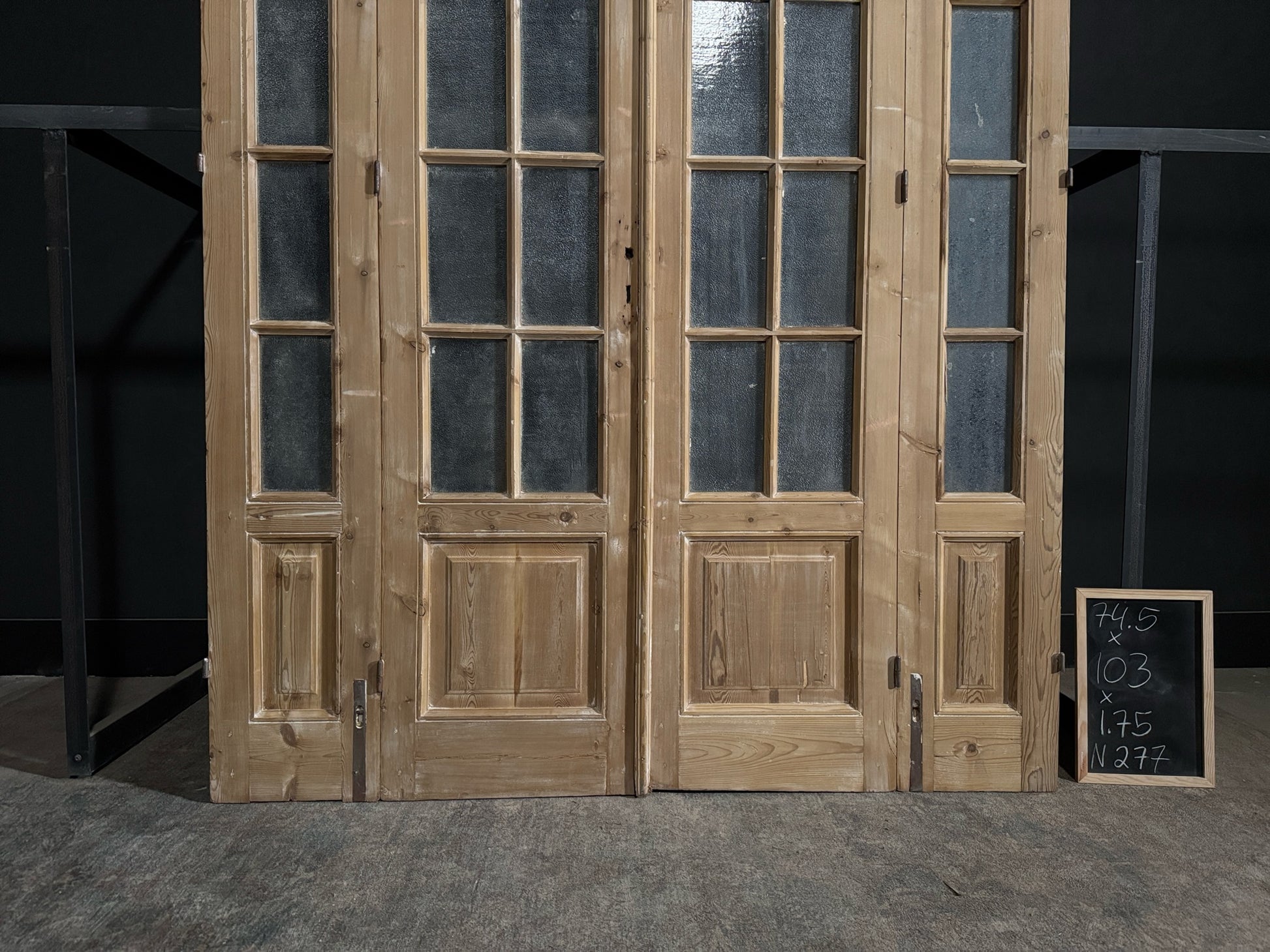 Antique Obscured Glass French Doors - 74.5x103 - N277