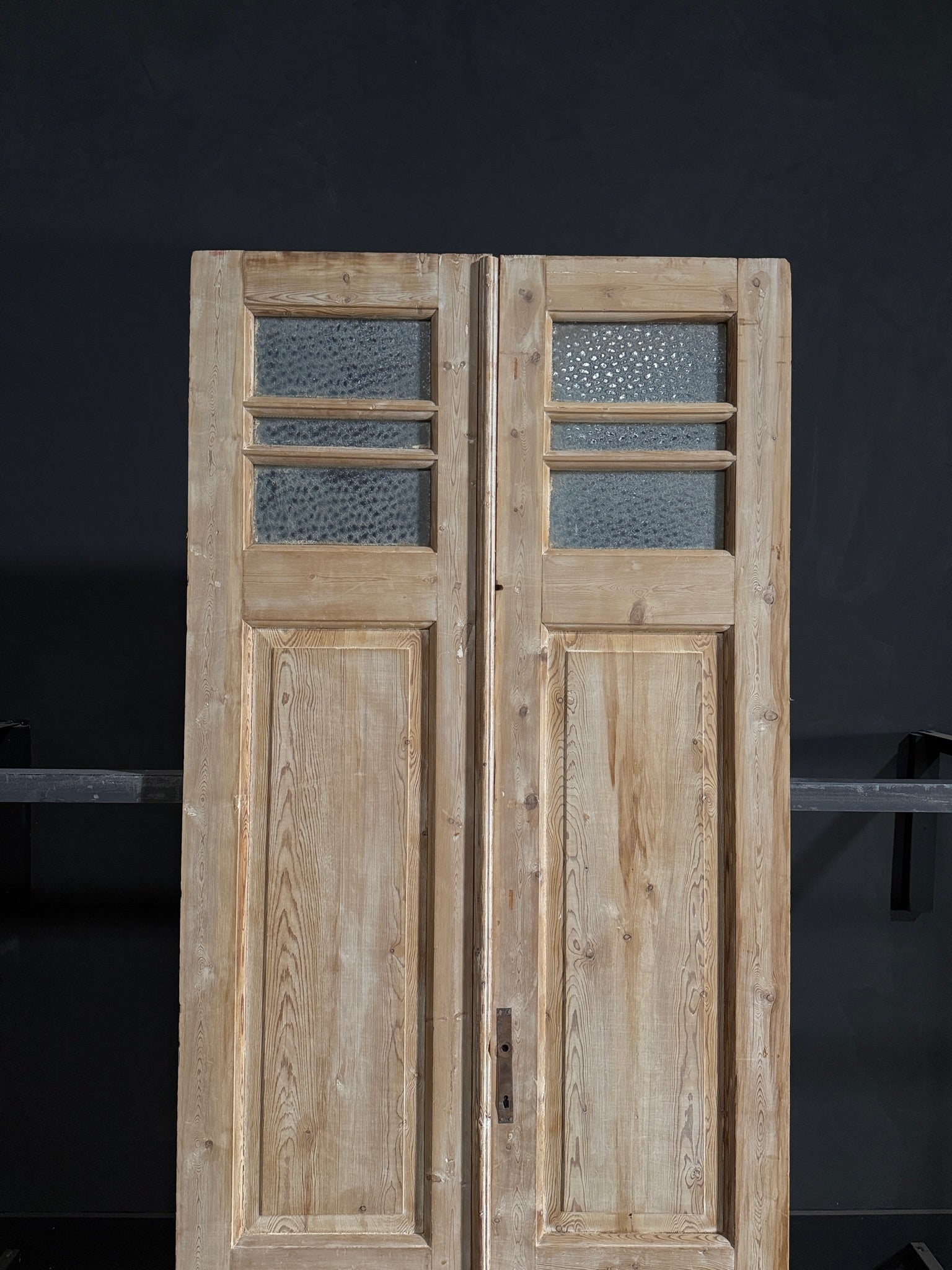 Antique Obscured Glass 3 Lite French Doors - 41x96 - N90