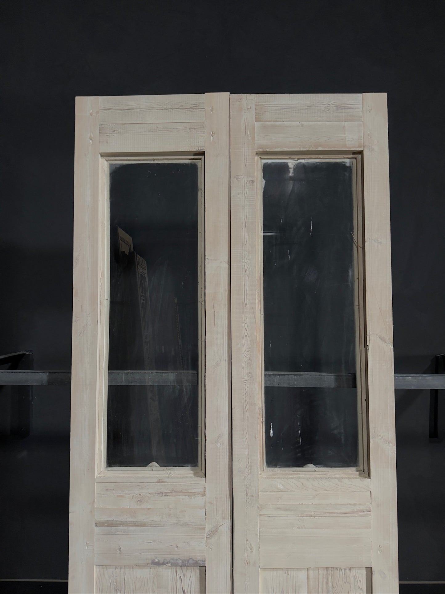 Antique Carved 1 Lite French Doors - 47.5x102.25 - N338