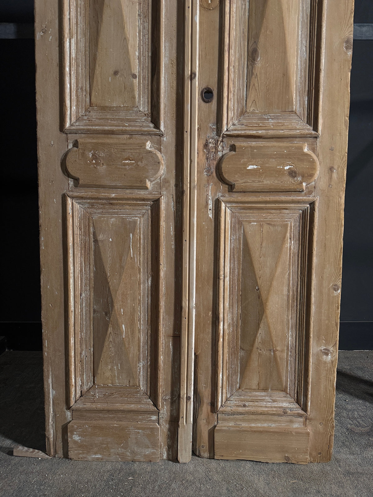 Antique Fluted 3 Panel Double Doors - 40.75x97 - N656