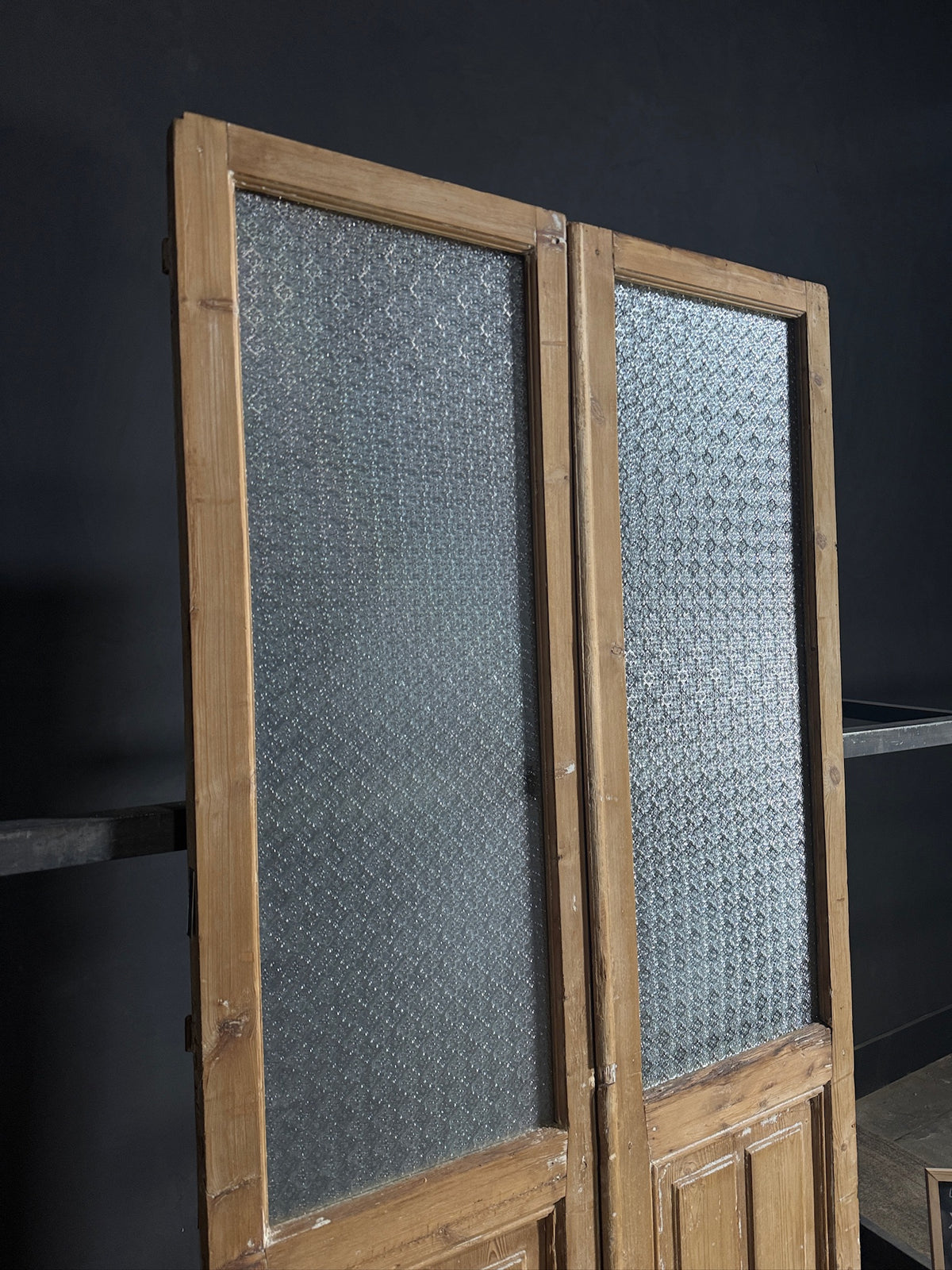 Antique Obscured Glass 1 Lite French Doors - 47.25x93.25 - N662