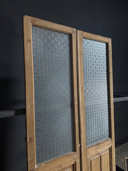 Antique Obscured Glass 1 Lite French Doors - 47.25x93.25 - N662