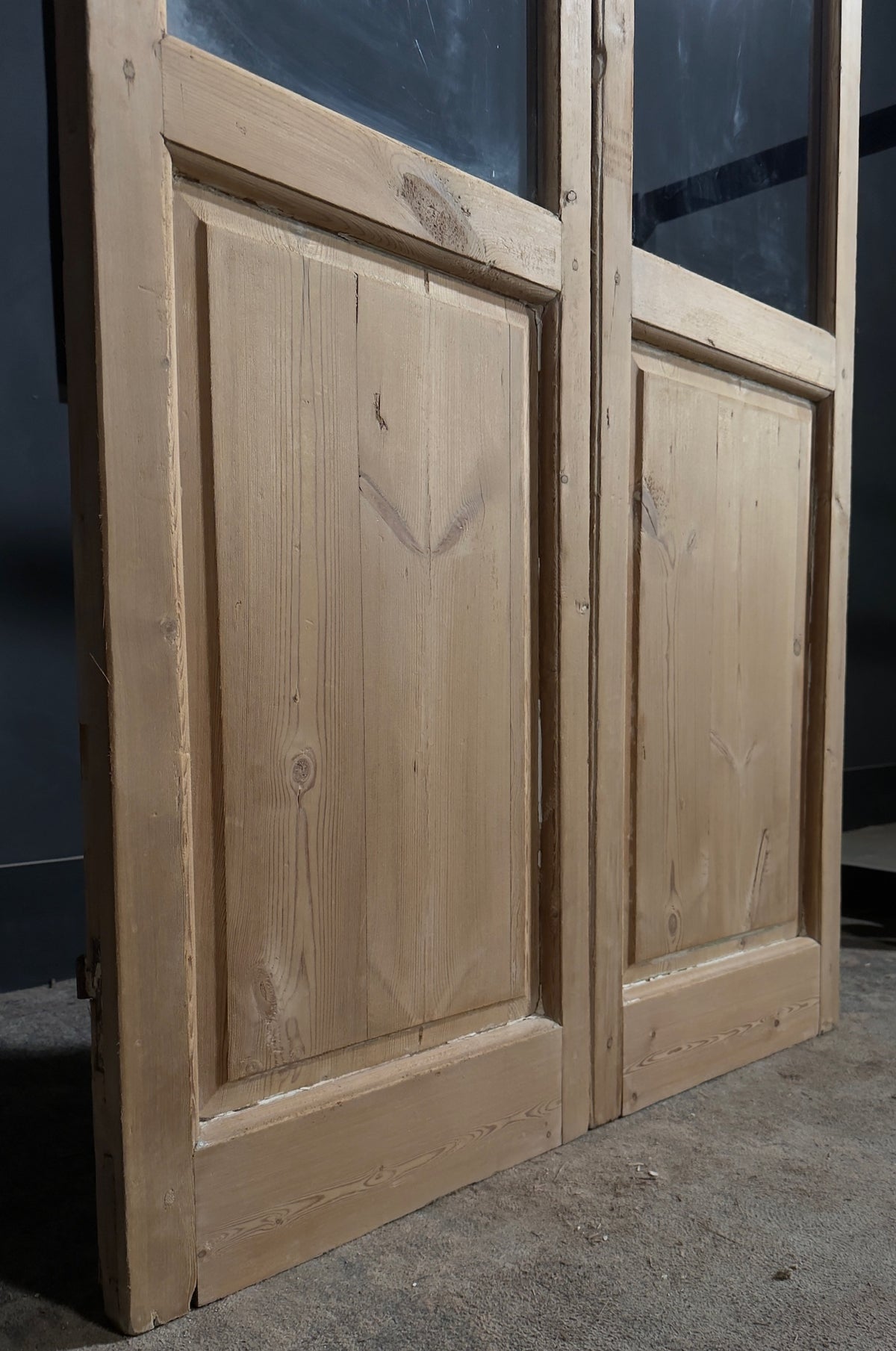 Antique Raised Panel Clear Glass French Doors - 39.5x87 - N773
