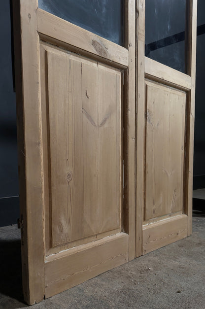 Antique Raised Panel Clear Glass French Doors - 39.5x87 - N773