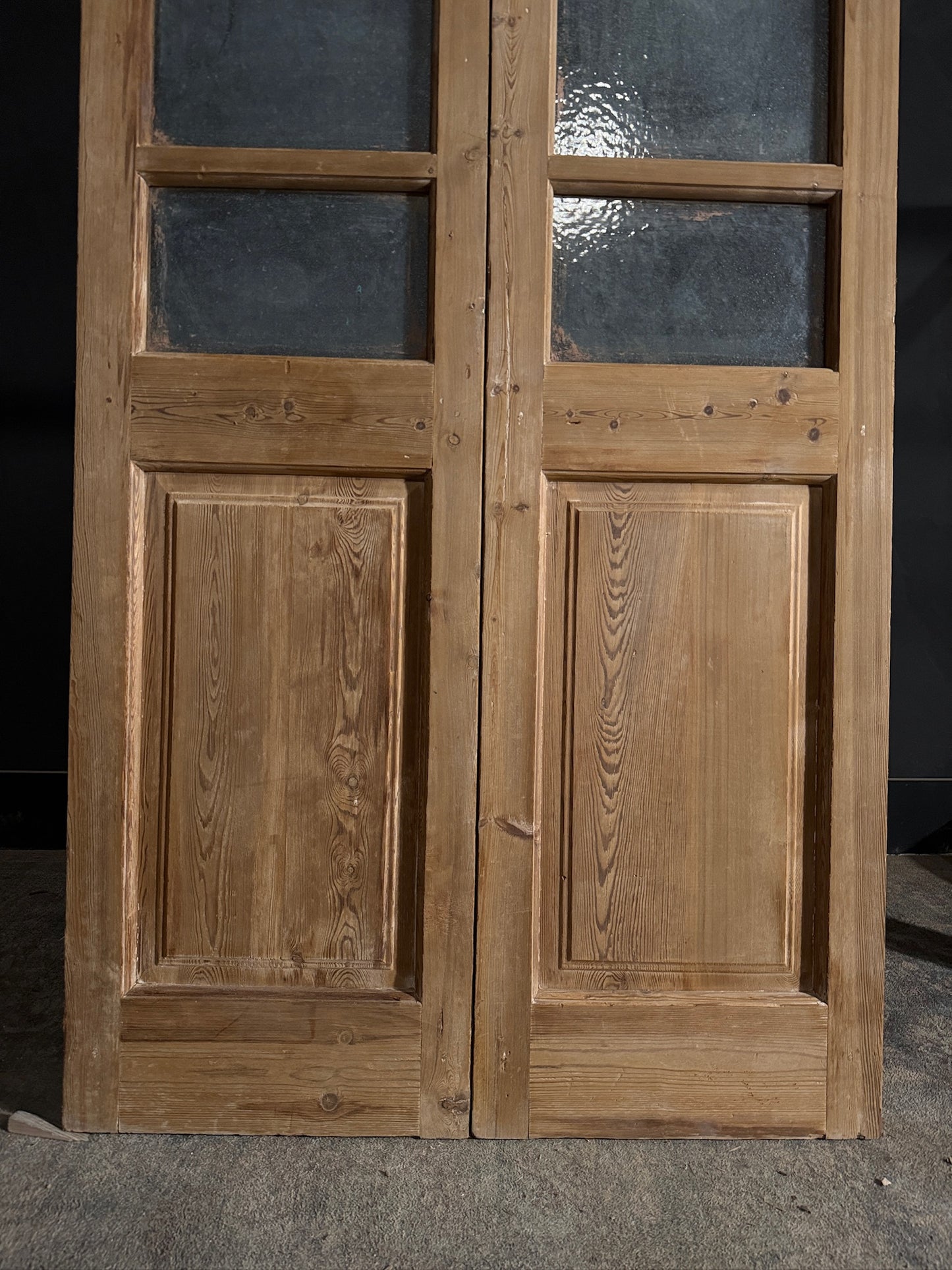Antique Obscured Glass 3 Lite French Doors - 40.25x94.5 - N482