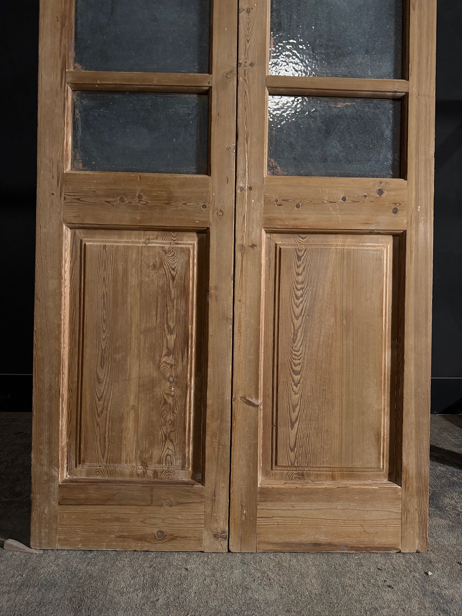 Antique Obscured Glass 3 Lite French Doors - 40.25x94.5 - N482