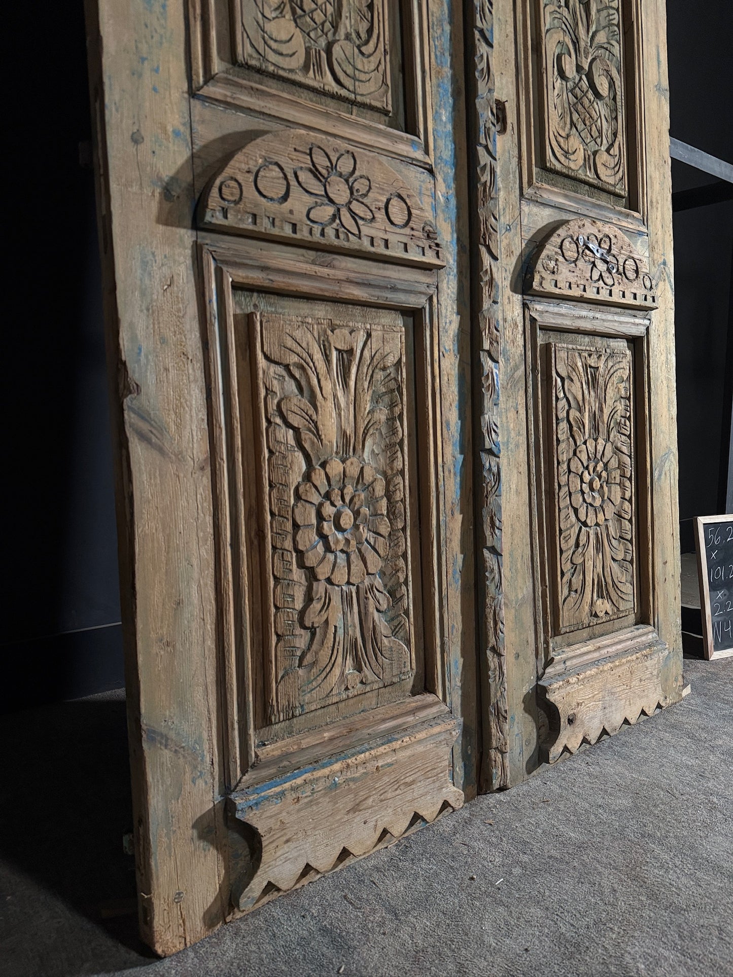 Antique Carved 2 Panel Double Doors - 56.25x101.25 - N412