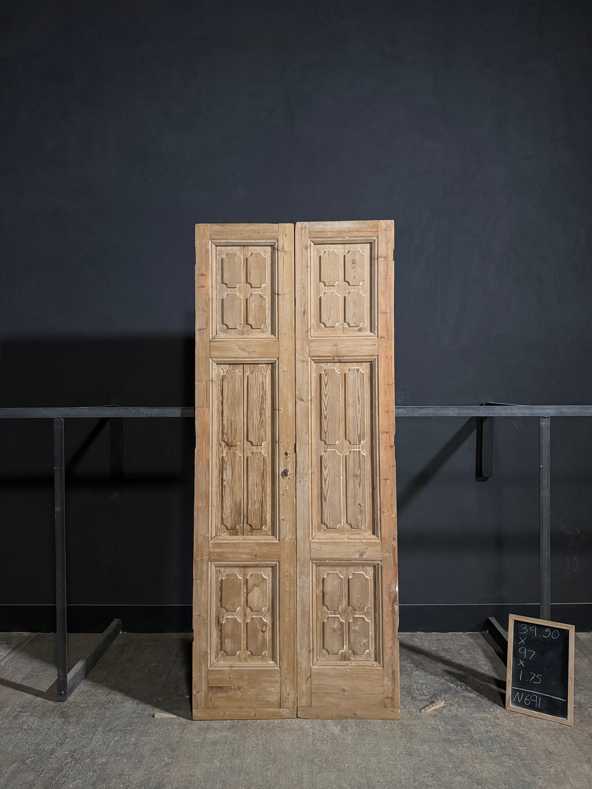 Antique 3 Panel Solid Double Doors - 39.5x97 - N691