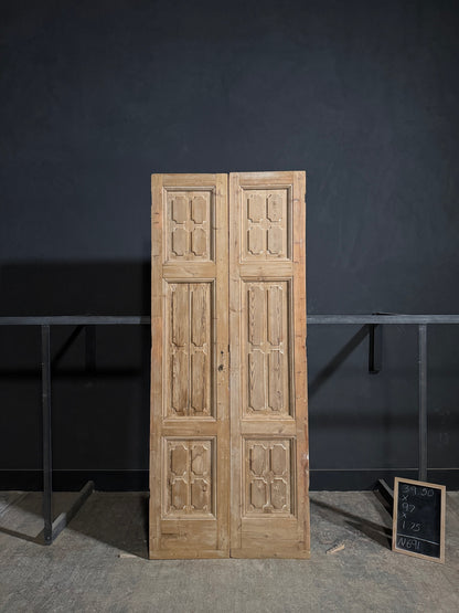 Antique 3 Panel Solid Double Doors - 39.5x97 - N691