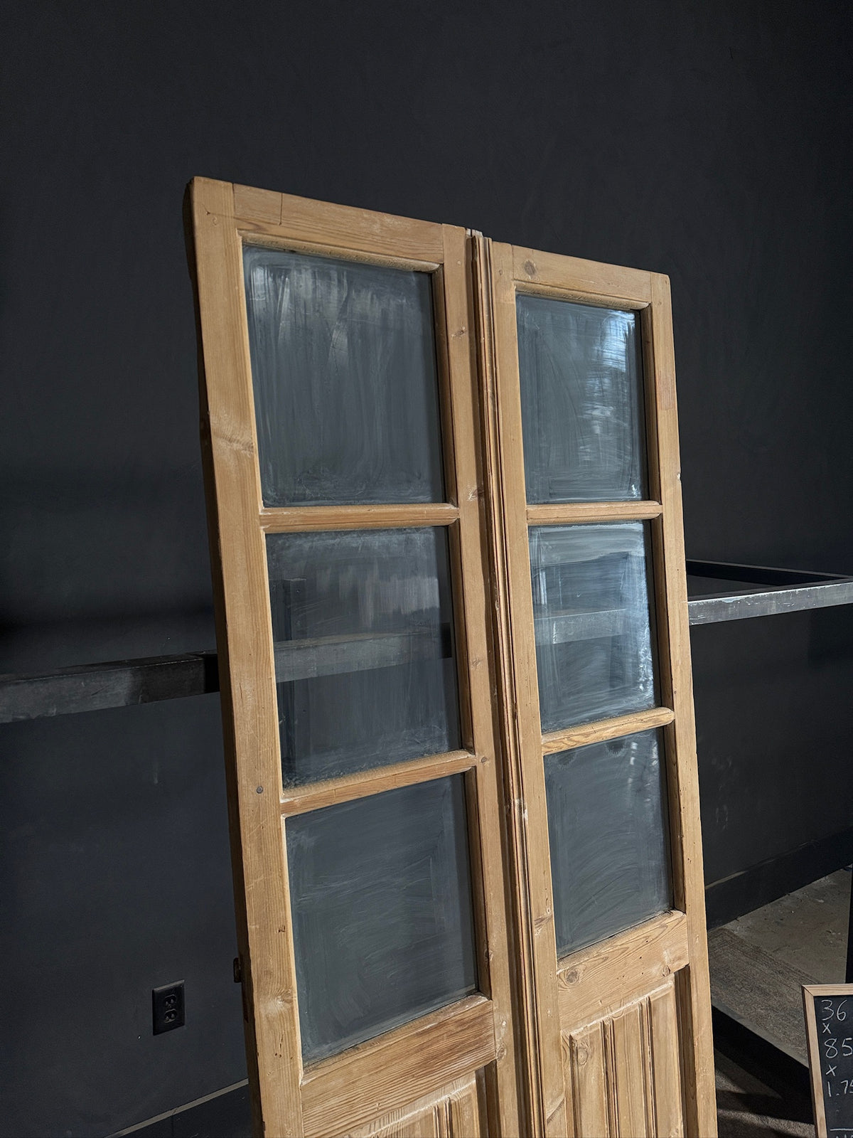 Antique Obscured Glass 3 Lite French Doors - 36.5x85.5 - N576