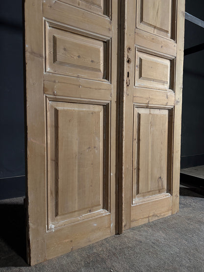 Antique 3 Panel Solid Double Doors - 42.75x96 - N593