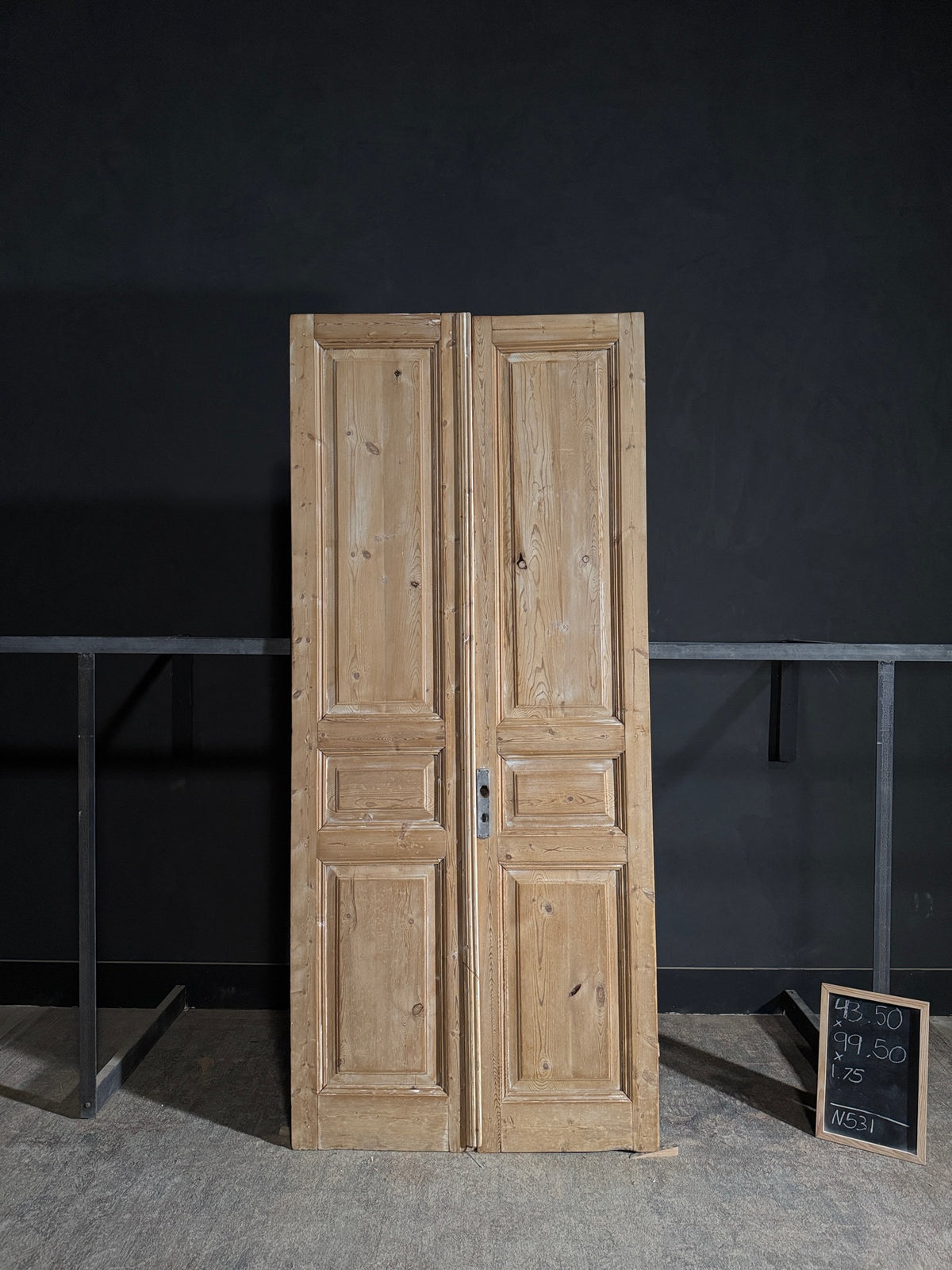 Antique 3 Panel Solid Double Doors - 43.5x99.5 - N531
