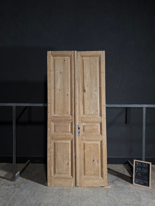 Antique 3 Panel Solid Double Doors - 43.5x99.5 - N531