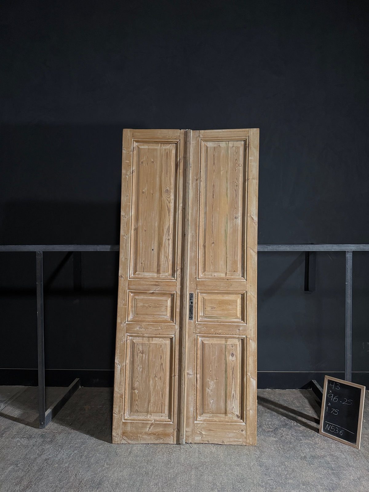 Antique 3 Panel Solid Double Doors - 43x96.25 - N536