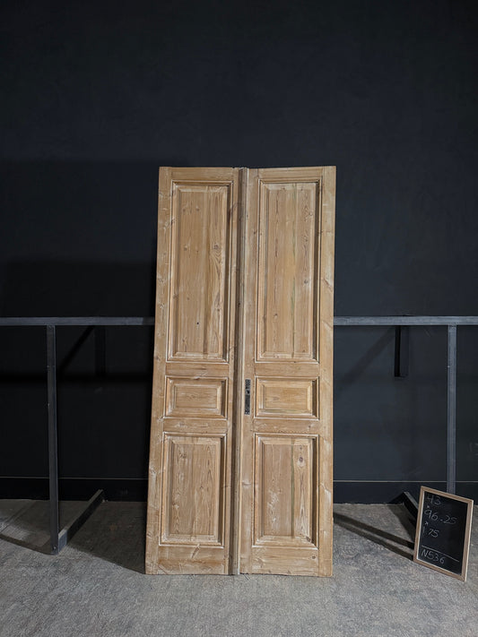 Antique 3 Panel Solid Double Doors - 43x96.25 - N536