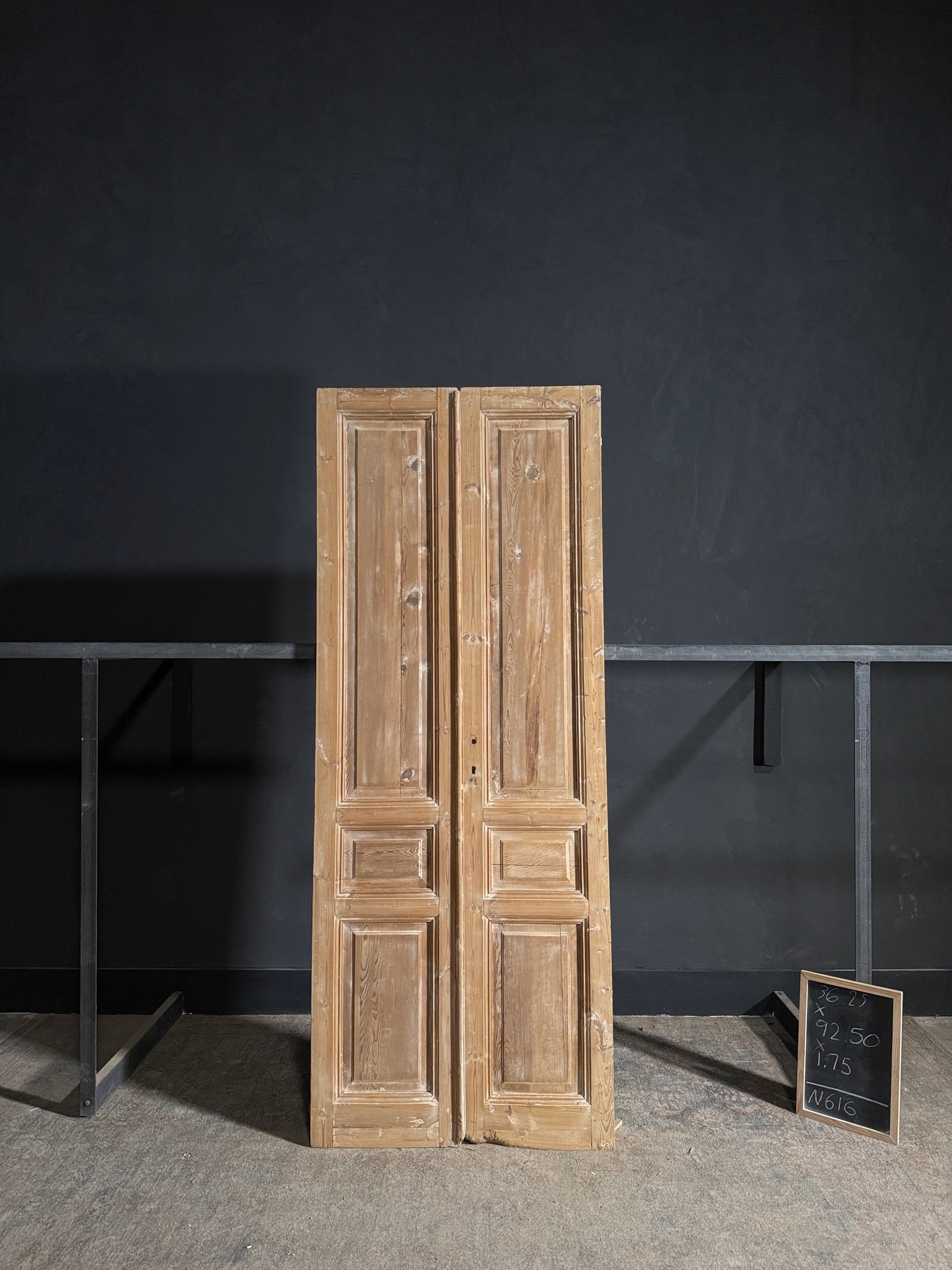 Antique 3 Panel Solid Double Doors - 36.25x92.5 - N616