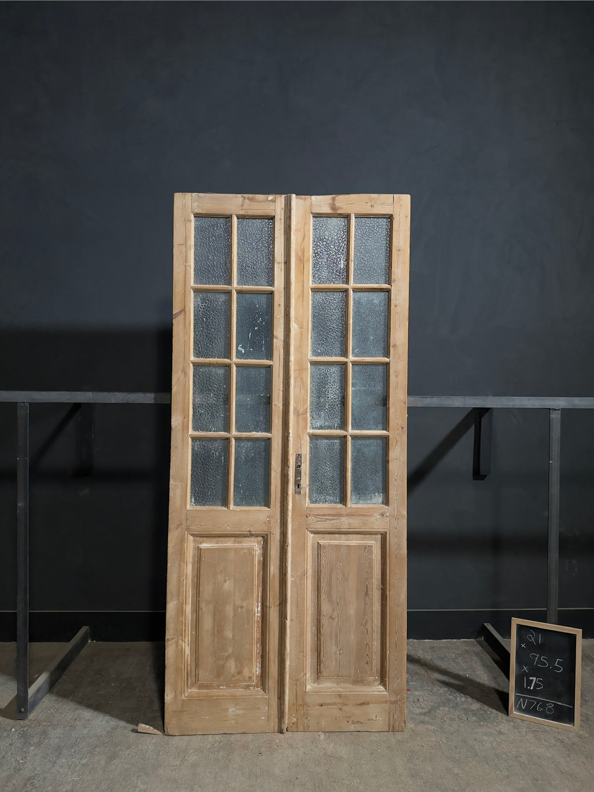 Antique Textured Glass Raised Panel French Doors - 42x95.5 - N768
