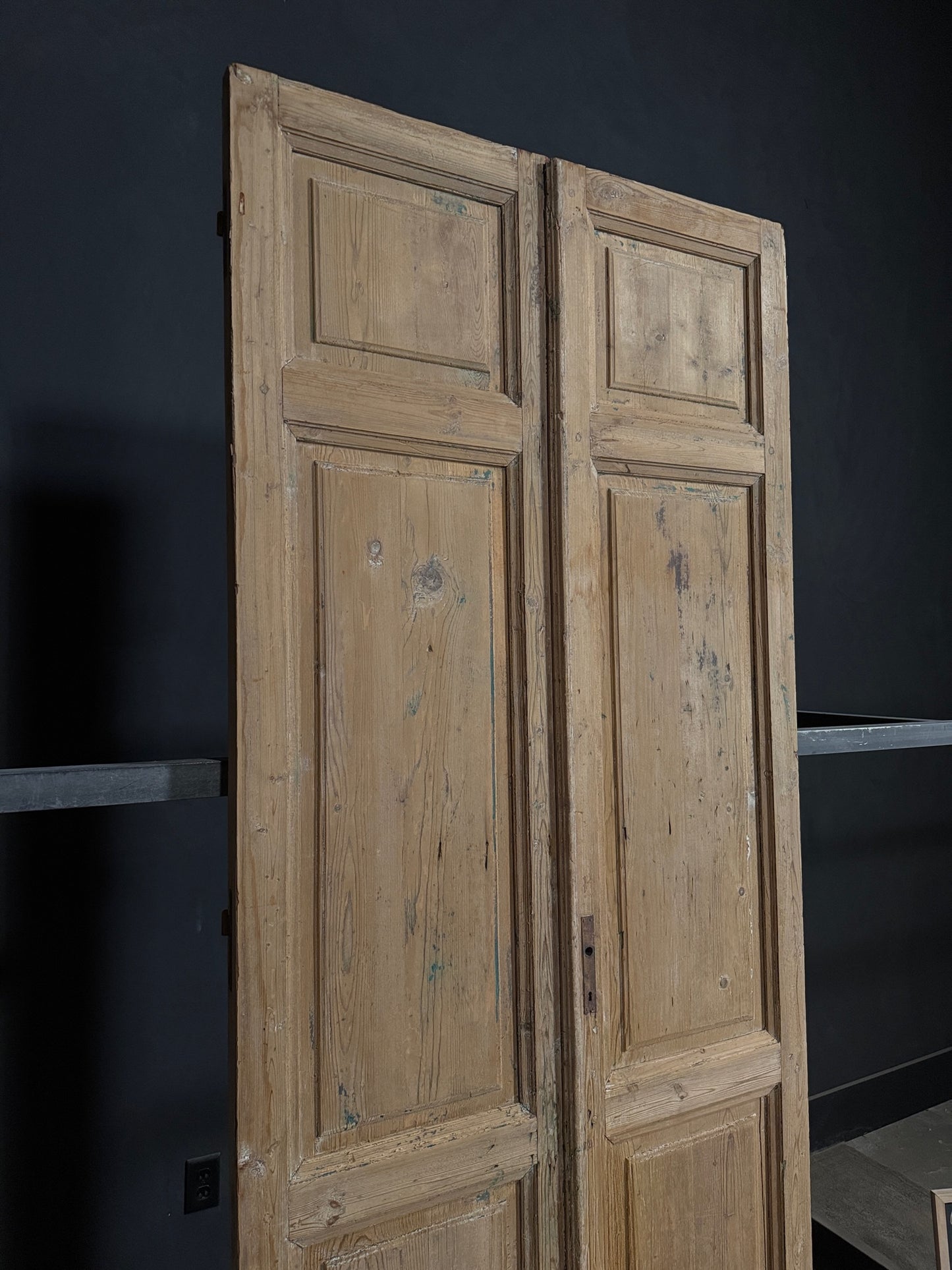 Antique 3 Panel Solid Double Doors - 43.25x99 - N384