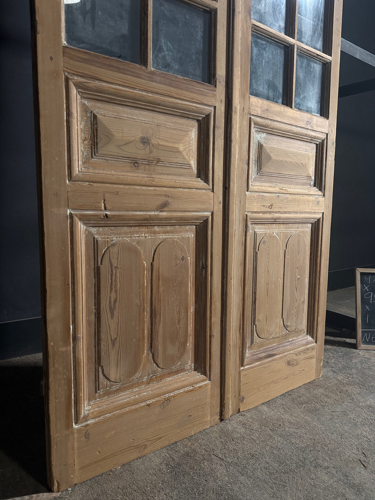 Antique Glass 3 Lite French Doors - 47.5x95 - N658