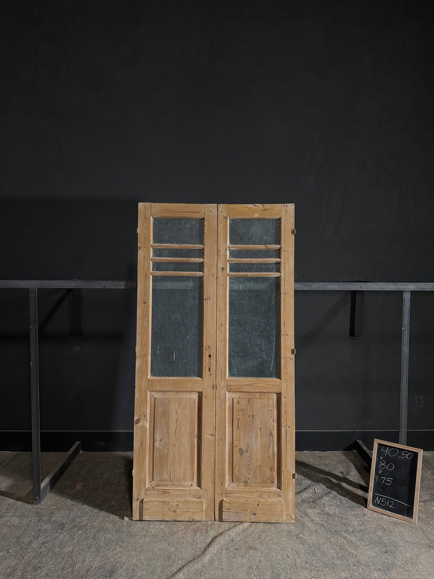 Antique Obscured Glass 3 Lite French Doors - 40.5x80 - N512