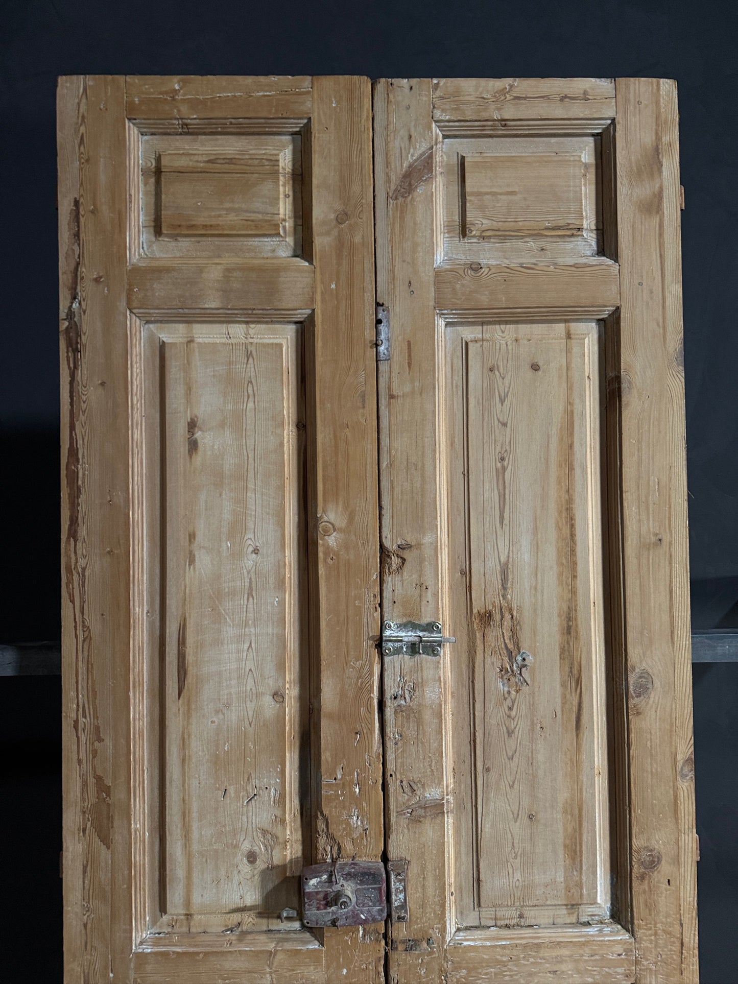Antique Carved 4 Panel Double Doors - 43.5x98.5 - N644