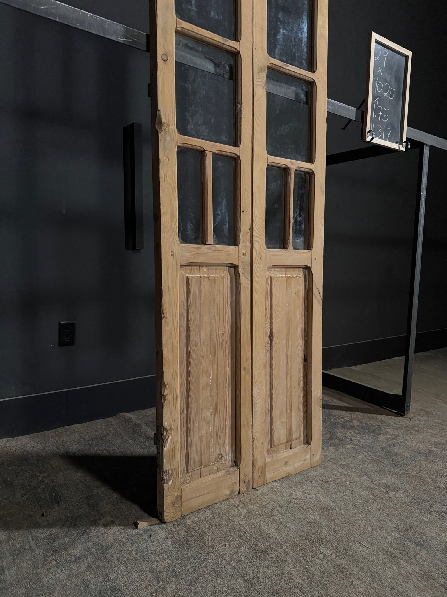 Antique Glass 5 Lite Arched French Doors - 29x90.25 - N317