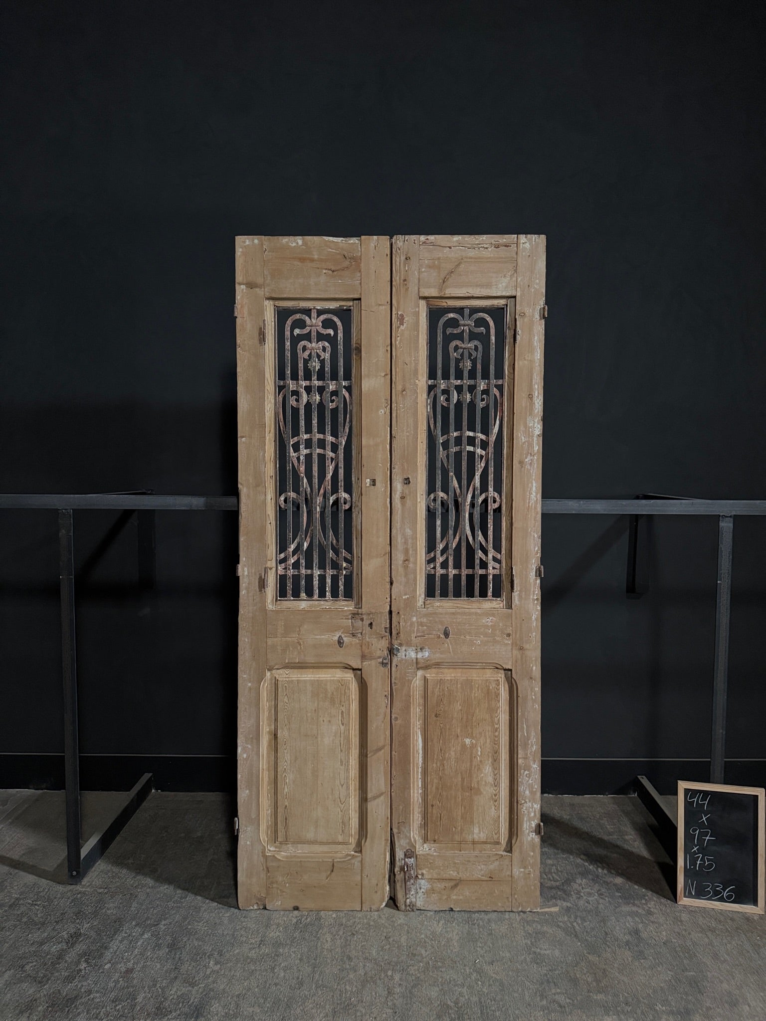 Antique Carved Iron French Doors - 44x97 - N336