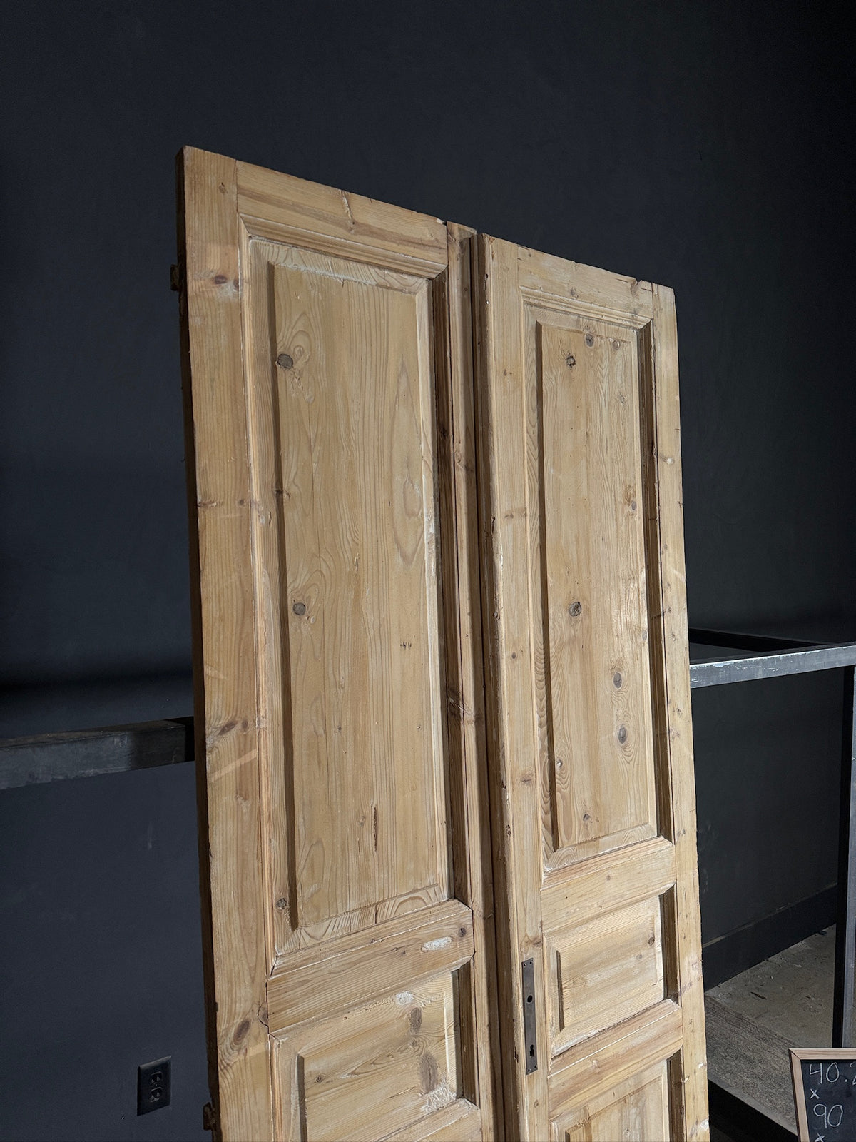 Antique 3 Panel Solid Double Doors - 40.25x90 - N587