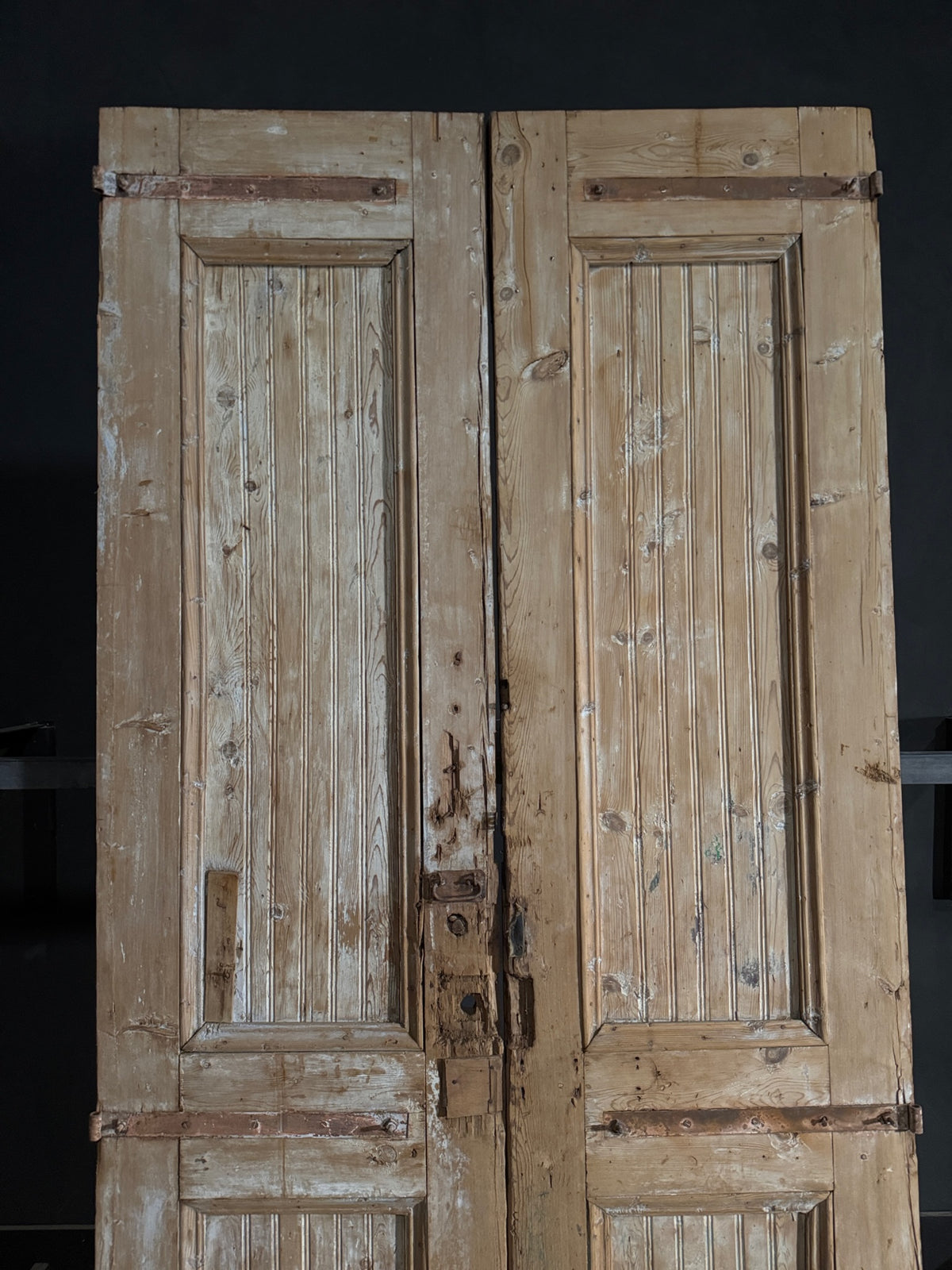 Antique Carved 3 Panel Double Doors - 51.5x104.5 - N544