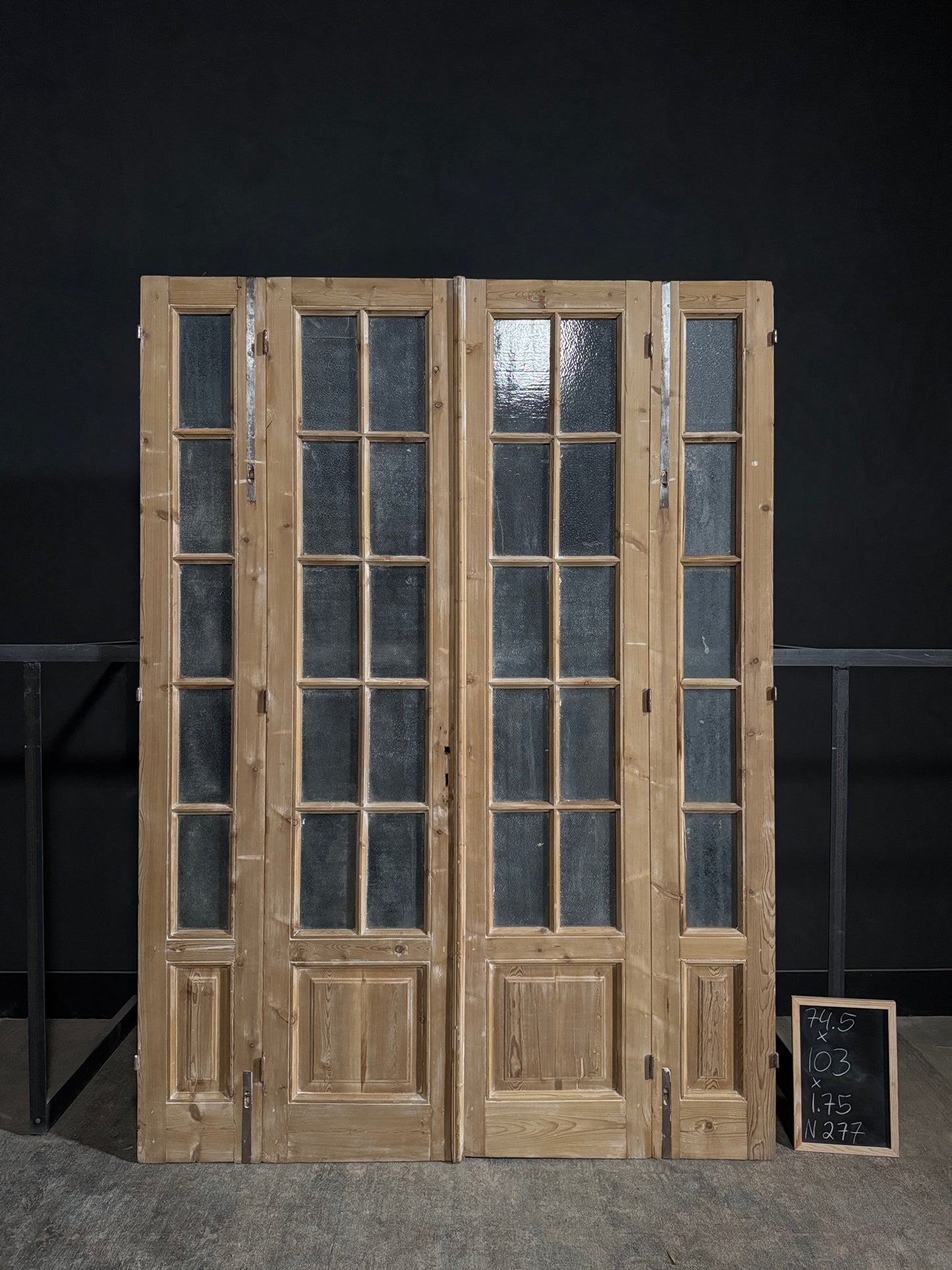 Antique Obscured Glass French Doors - 74.5x103 - N277
