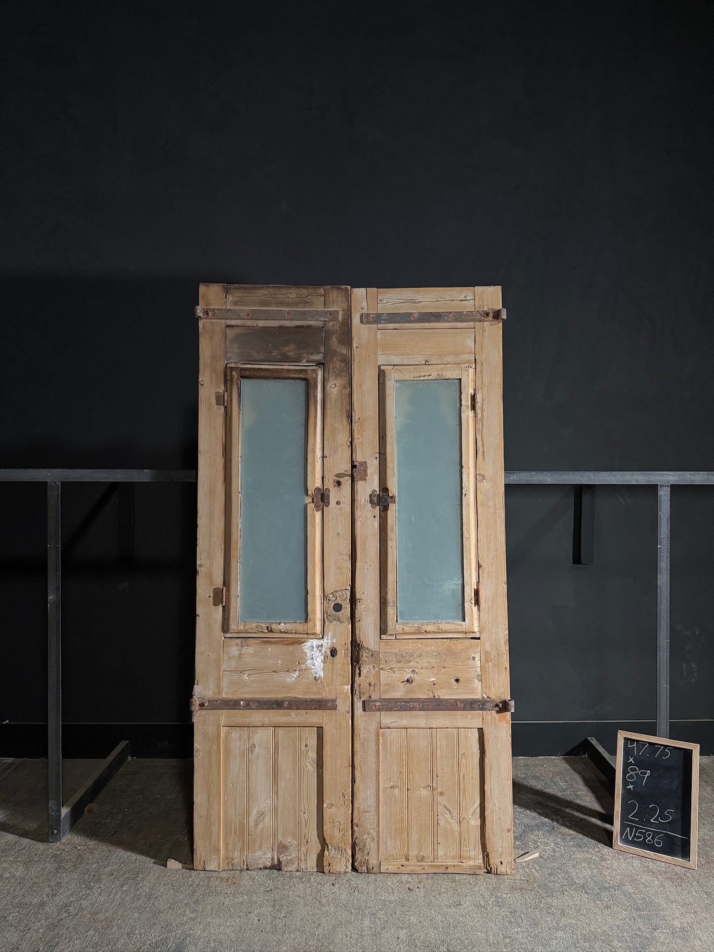 Antique Carved 1 Lite French Doors - 47.75x89 - N586