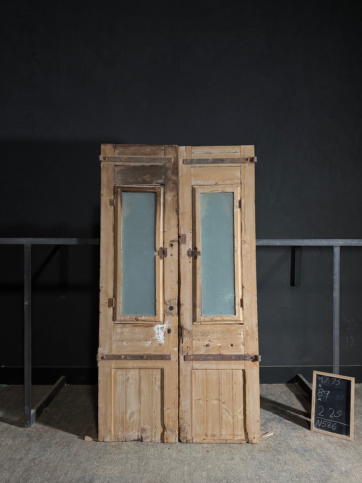 Antique Carved 1 Lite French Doors - 47.75x89 - N586