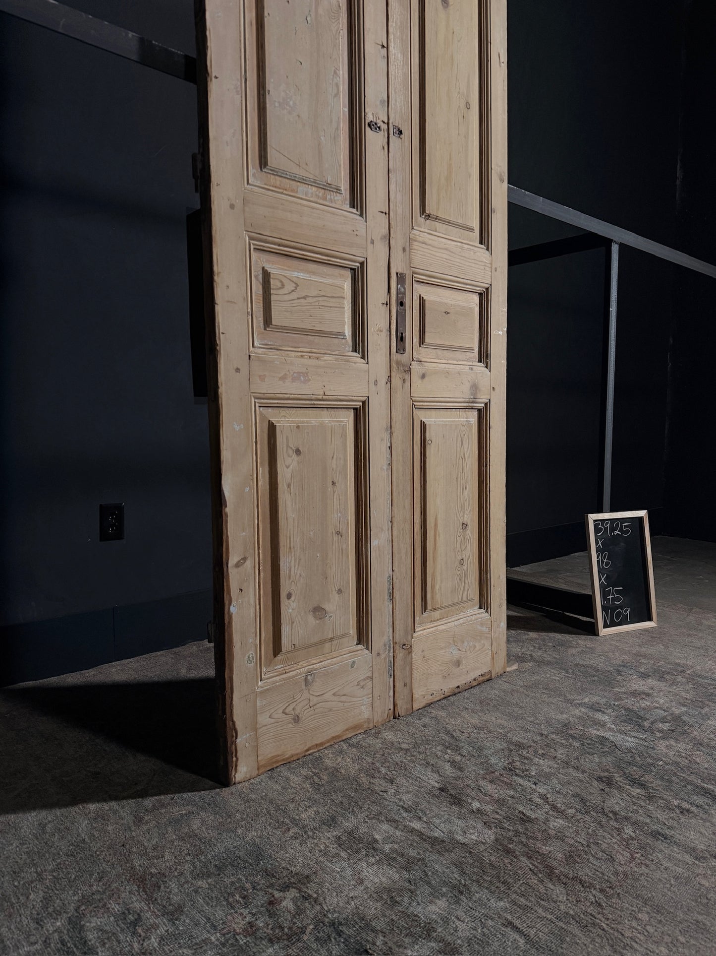Antique Iron 3 Panel Double Doors - 39.25x98 - N09