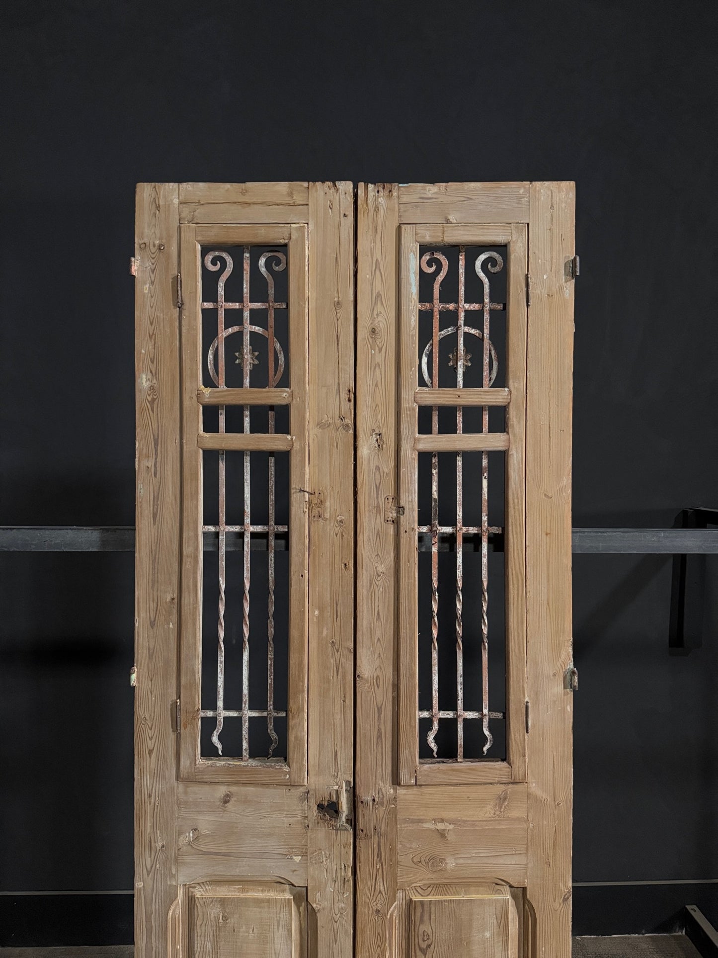 Antique Carved Iron French Doors - 36.25x88.75 - N326