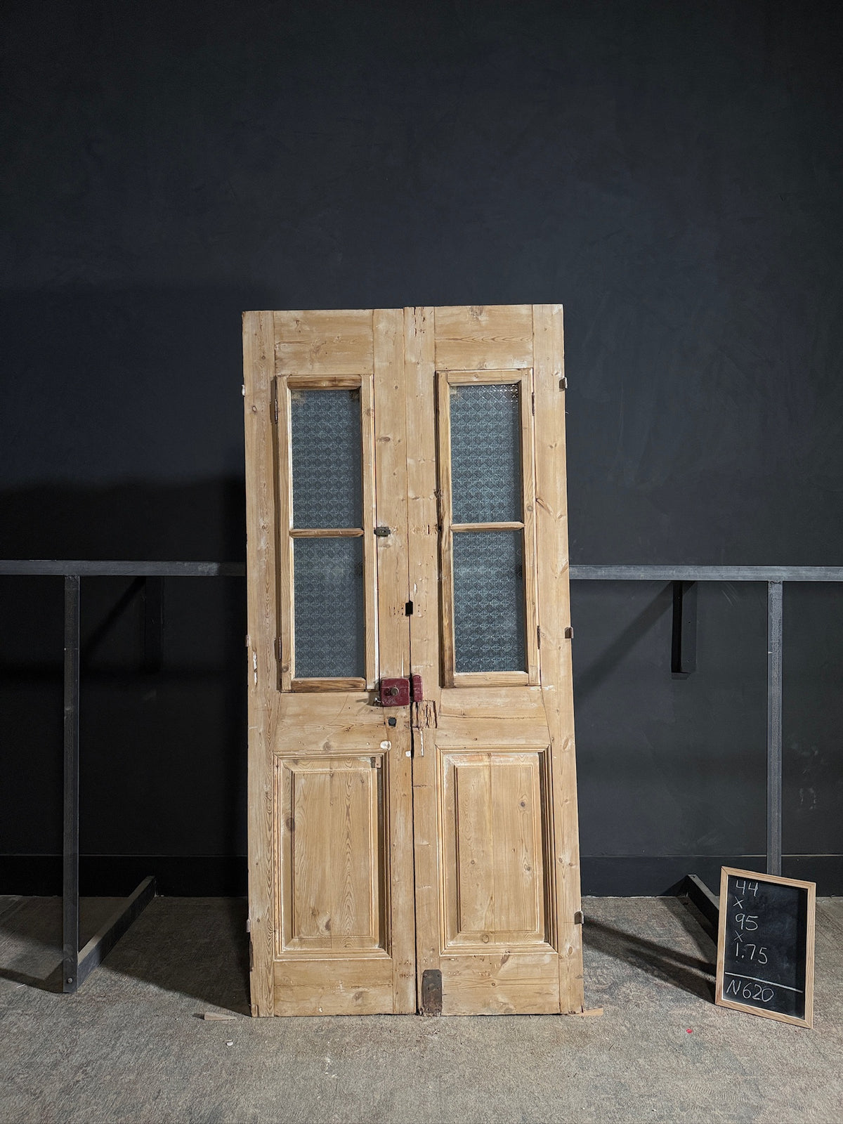 Antique Carved 2 Lite French Doors - 44x95 - N620