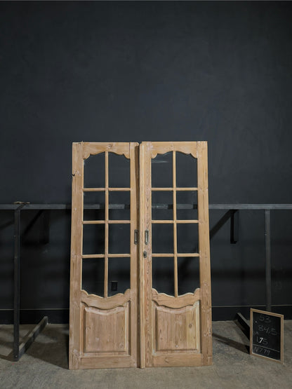 Antique Raised Panel Glass French Doors - 53x84.5 - N779